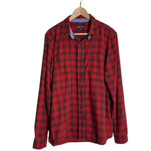 Toad & Co Womens Organic Long Sleeve Flannel Button Down Red Plaid Size Large